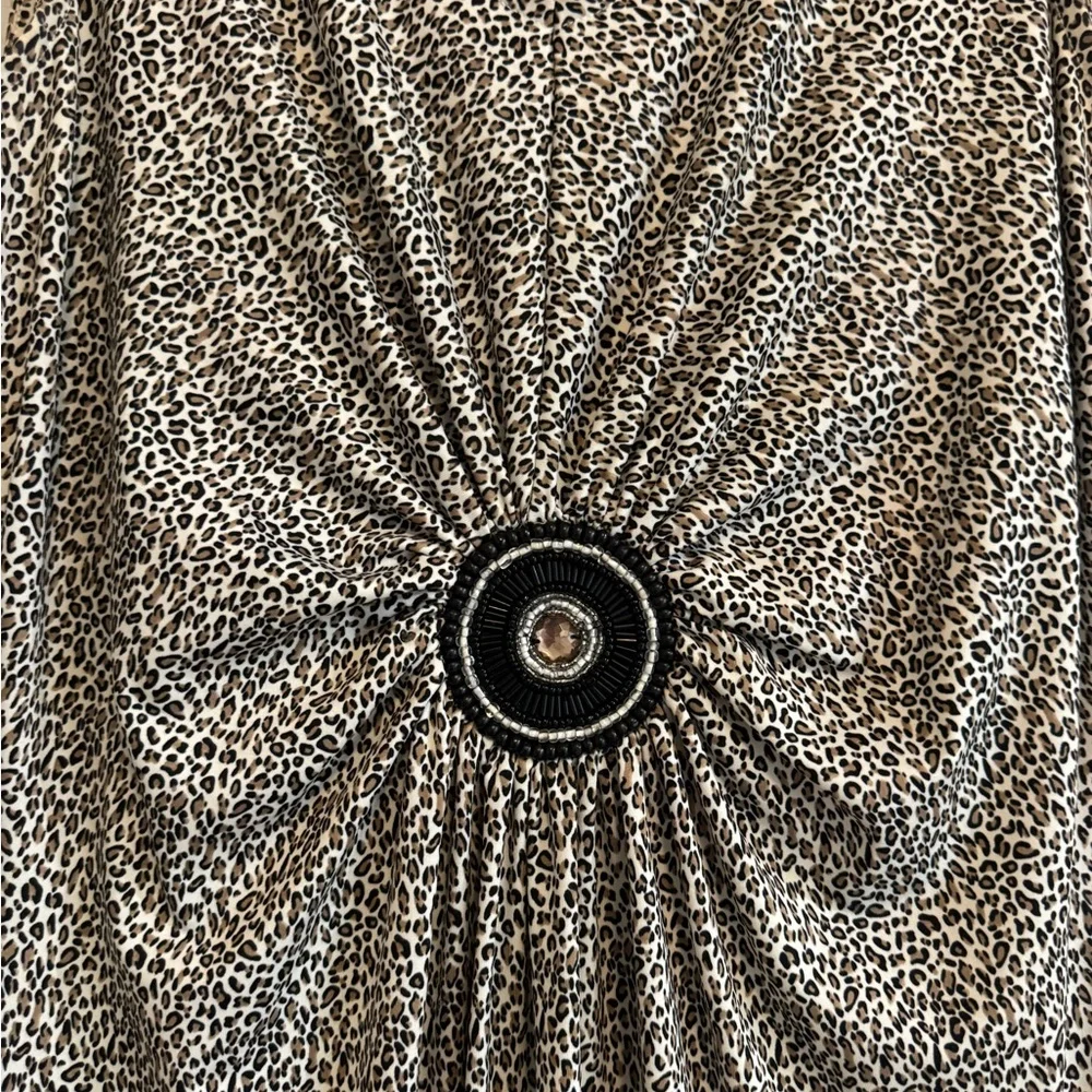 NINA LEONARD Leopard Print Beaded Medallion‎ Maxi Dress - Boho Chic